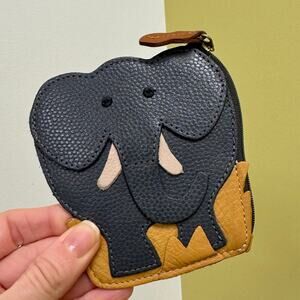 J P Ourse & Cie Elephant Coin Purse Small Pouch Pieced Leather Safari Animal